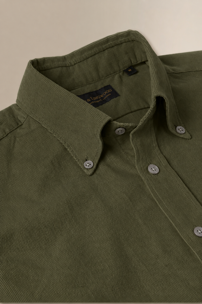 Green Needlecord Salcombe Shirt