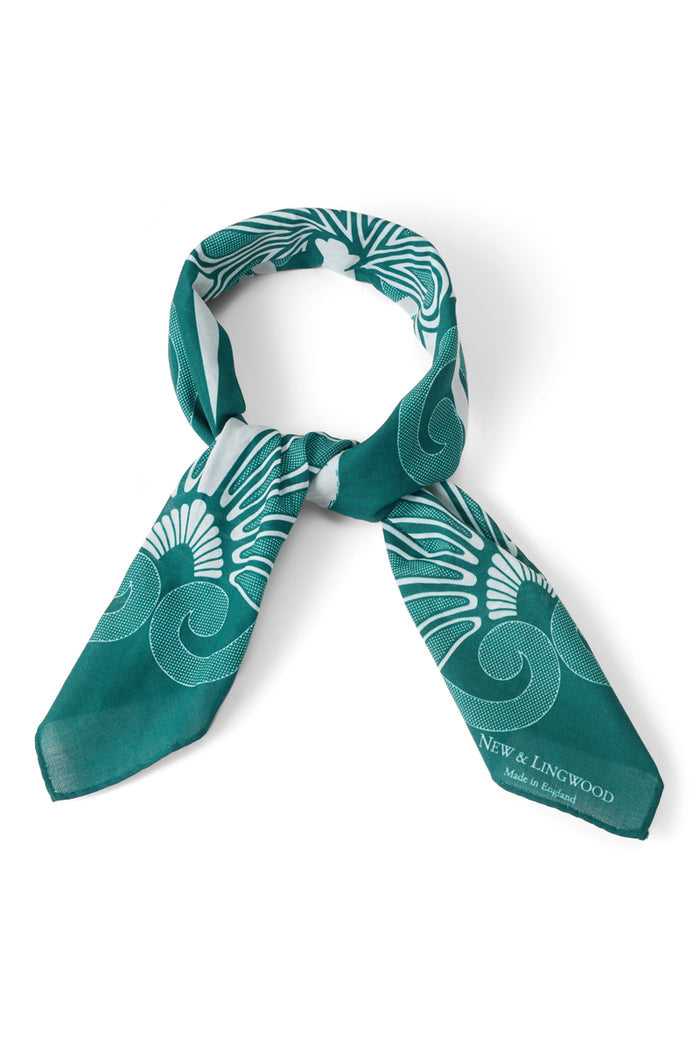 Green Ornitho Print Cotton Bandana