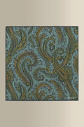 Green Paisley Cotton & Cashmere Pocket Square