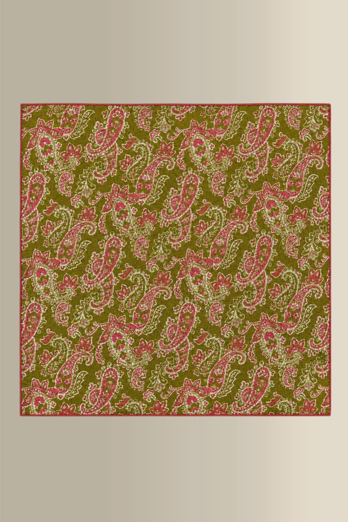 Green & Pink Double Sided Silk Pocket Square