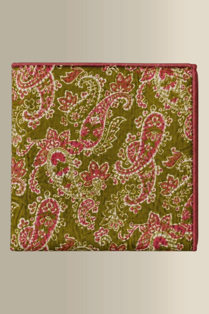 Green & Pink Double Sided Silk Pocket Square