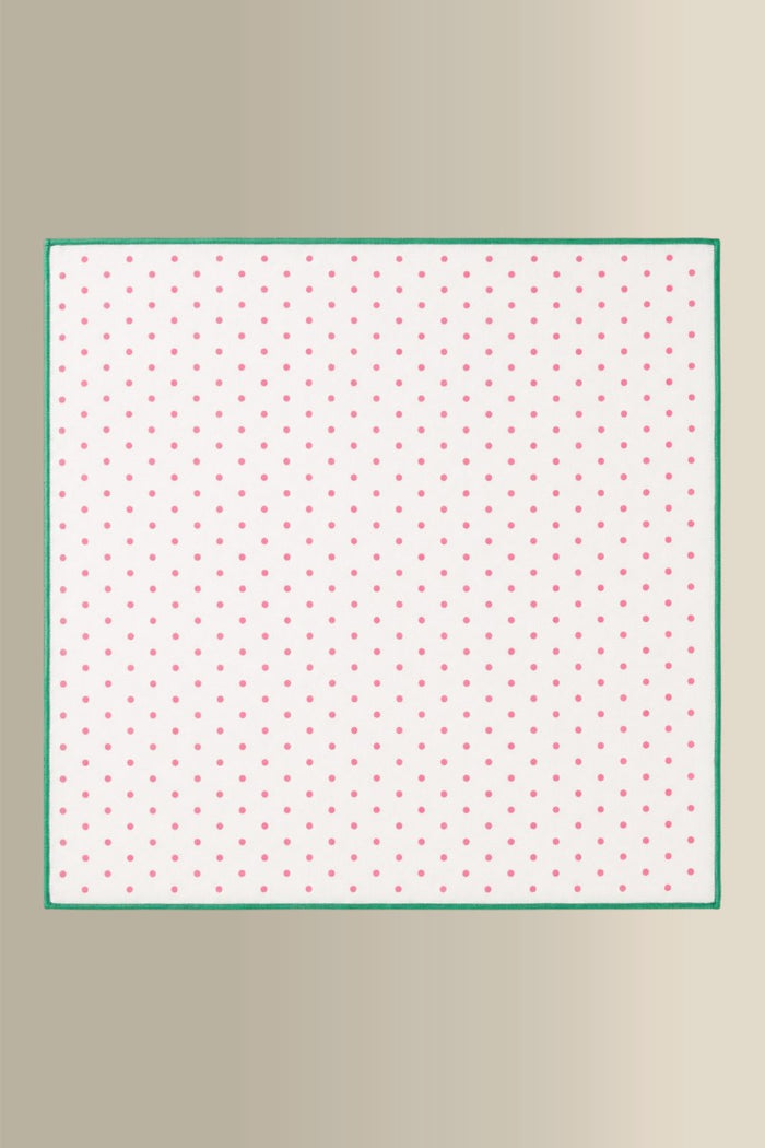 Green & Pink Polka Dot Linen Pocket Square