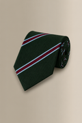 Green & Red Regimental Stripe Woven Silk Tie