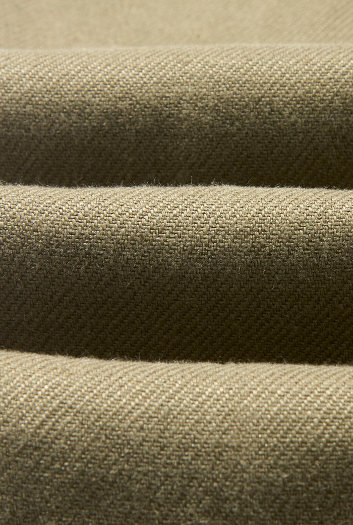 Green Single Pleat Linen Twill Trousers