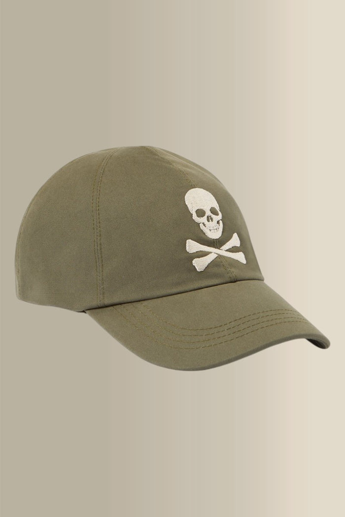 Green Skull & Crossbones Cotton Baseball Cap