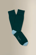Green & Sky Heel Toe Mid Calf Cotton Socks