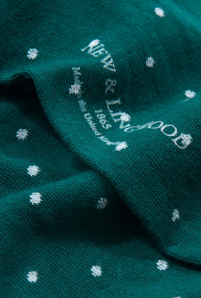 Green & Sky Polka Dot Mid Calf Cotton Socks