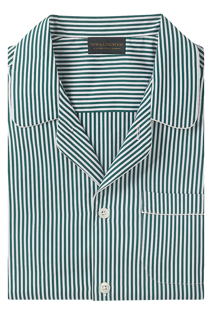 Green & White Bengal Stripe Cotton Pyjama Set