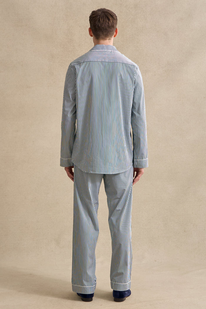 Green & White Bengal Stripe Cotton Pyjama Set