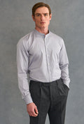 Grey Detachable Collar Standard Fit Oxford Shirt