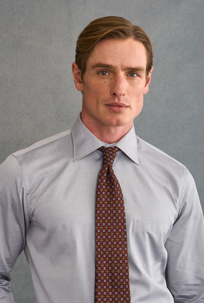 Grey Detachable Collar Standard Fit Oxford Shirt