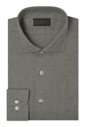 Grey Herringbone Cutaway Collar Standard Fit Flannel Shirt