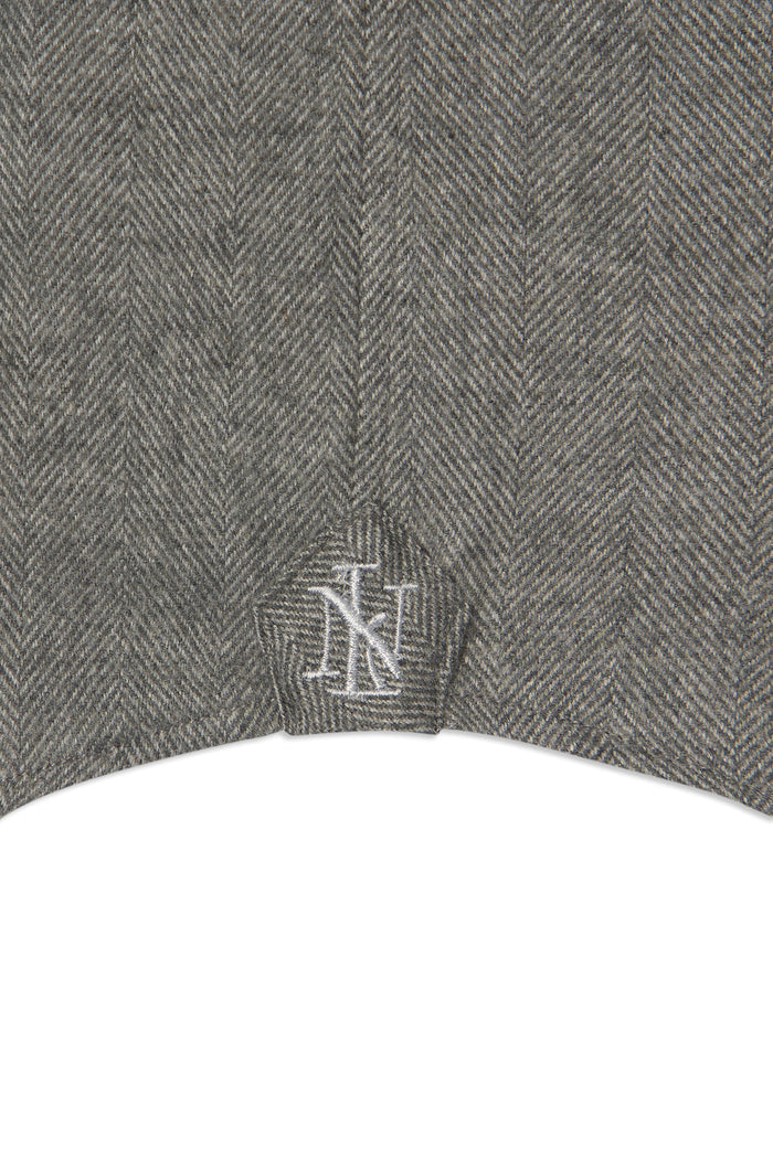 Grey Herringbone Cutaway Collar Standard Fit Flannel Shirt