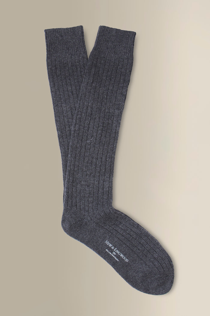 Grey Long Heavyweight Cashmere Lounge Socks
