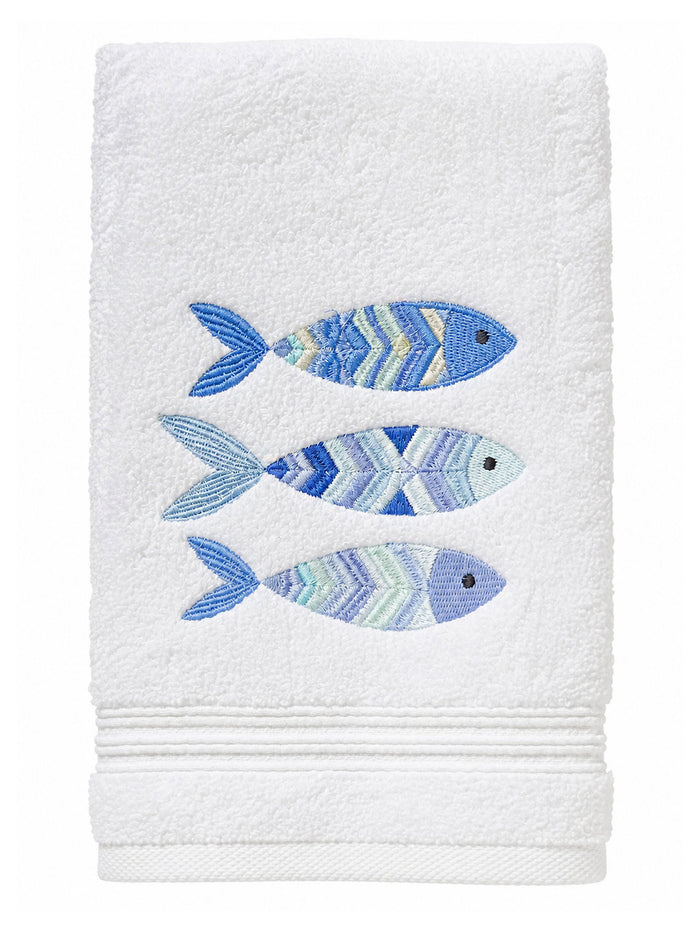 Guest Towel, Terry, Embroidered Fish