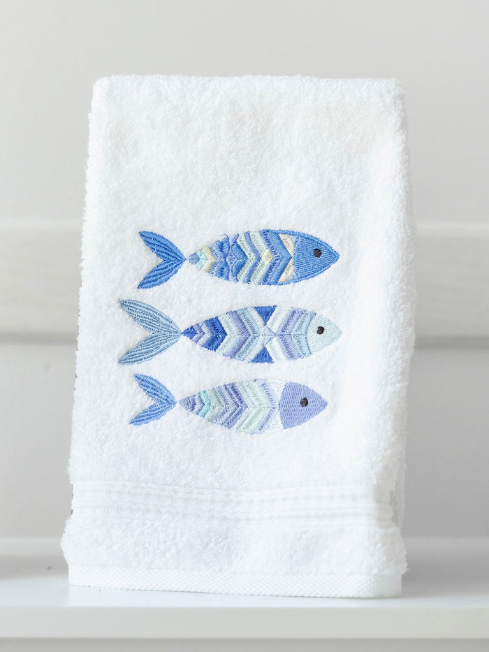 Guest Towel, Terry, Embroidered Fish