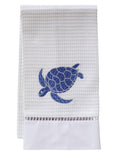 Guest Towel, Waffle Weave, Swimming Turtle (Blue)