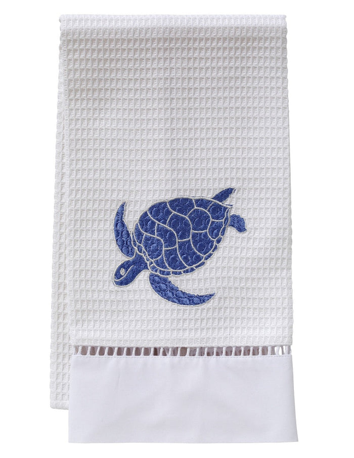 Guest Towel, Waffle Weave, Swimming Turtle (Blue)