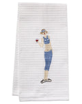 Guest Towel, Waffle Weave, Wine Workout Girl (Blue)