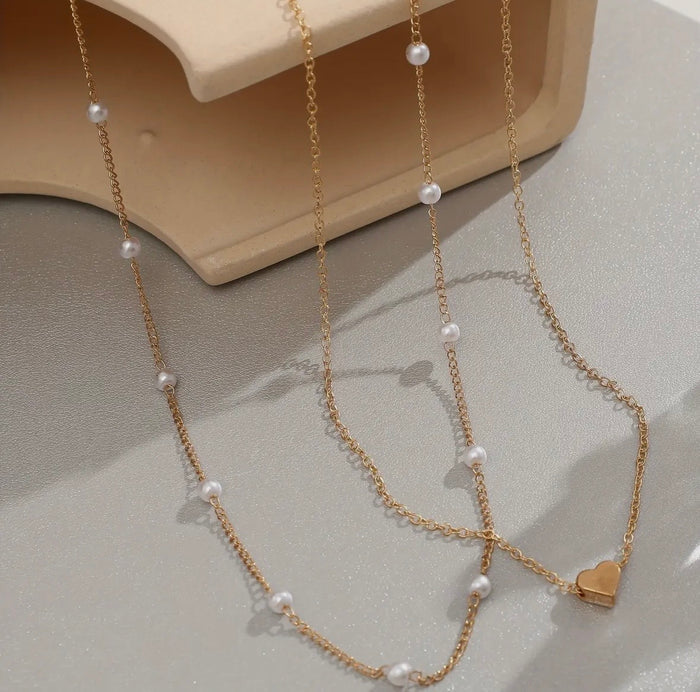 Heart & Pearl Layering Necklaces