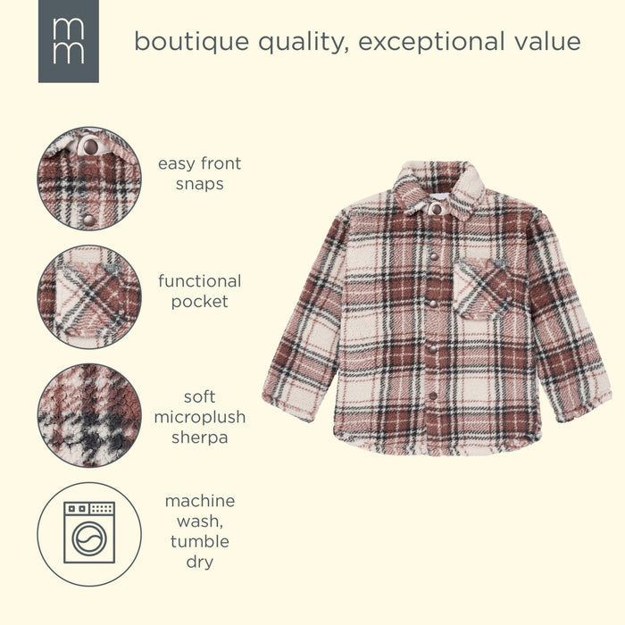 Infant & Toddler Boys Gray and Brown Plaid Sherpa Jacket tops modern moments™ by Gerber®