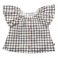 Infant & Toddler Girls Dark Grey Plaid Ruffle Sleeve Top Tops Modern Moments™ by Gerber®