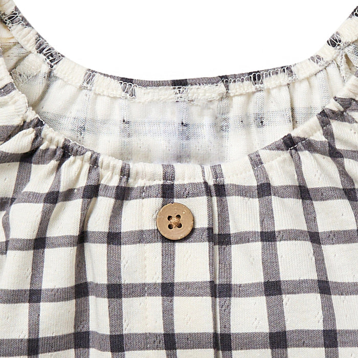 Infant & Toddler Girls Dark Grey Plaid Ruffle Sleeve Top Tops Modern Moments™ by Gerber®