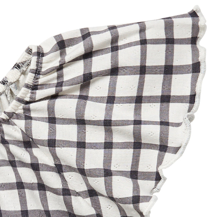Infant & Toddler Girls Dark Grey Plaid Ruffle Sleeve Top Tops Modern Moments™ by Gerber®