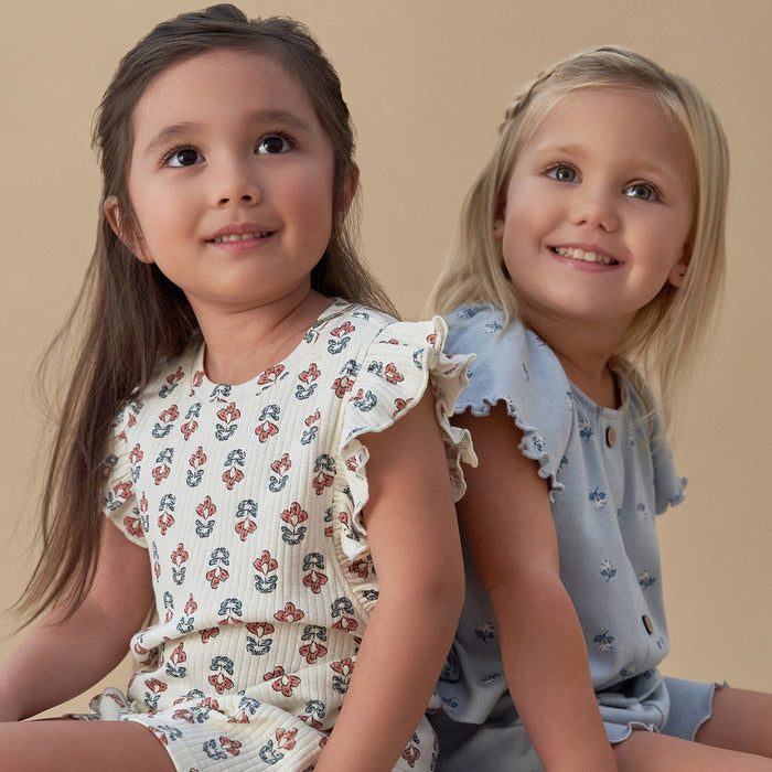 Infant & Toddler Girls Ivory Flower Ruffle Sleeveless Top Tops Modern Moments™ by Gerber®