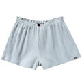 Light blue boxer shorts with a small logo on a white background