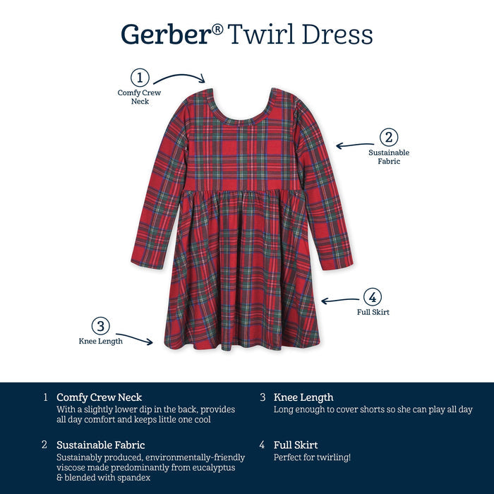 Infant & Toddler Girls Stewart Plaid Buttery-Soft Viscose Made from Eucalyptus Twirl Dress