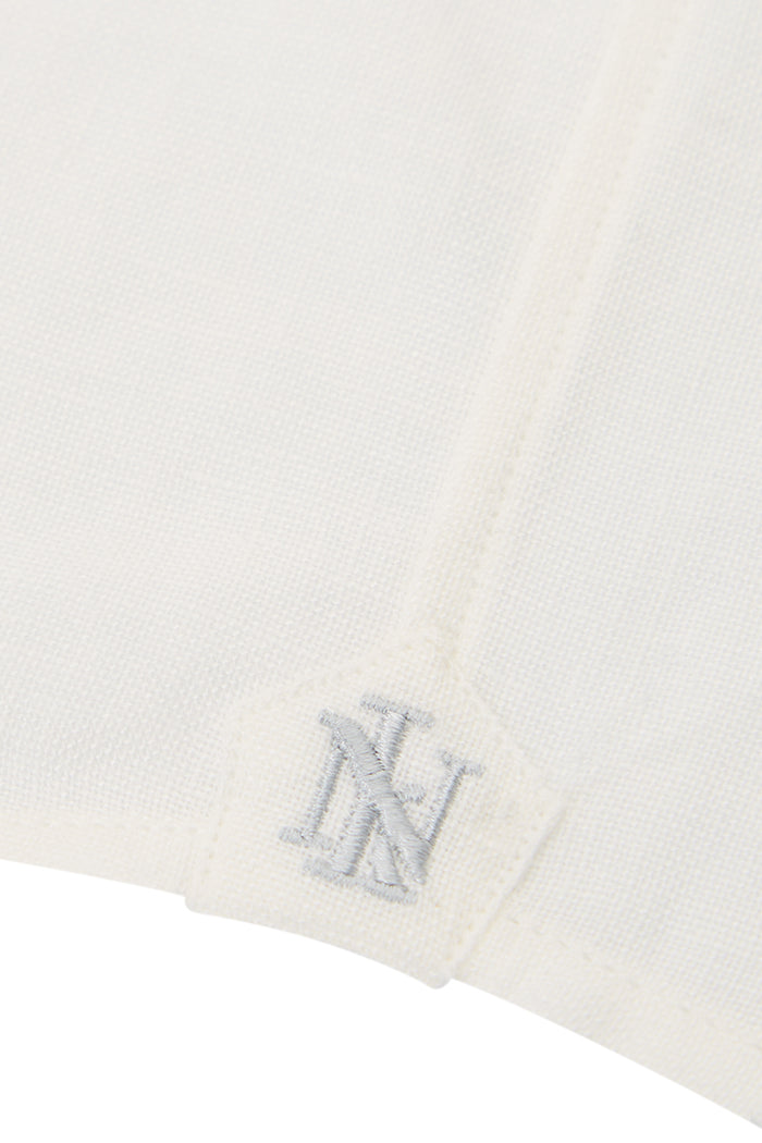 Ivory Button Down Collar Standard Fit Linen Shirt