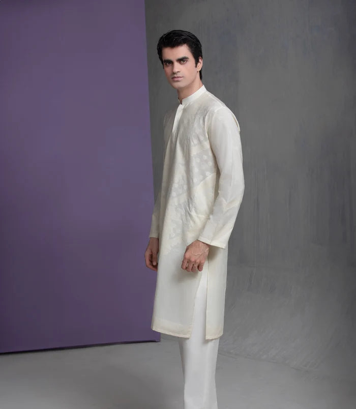 Ivory Cotton Jacquard with Self texture