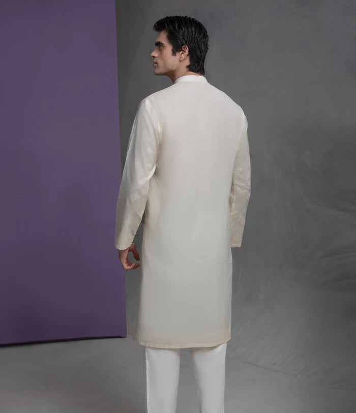 Ivory Cotton Jacquard with Self texture