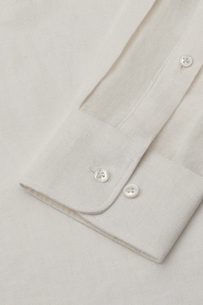 Ivory Cutaway Collar Standard Fit Linen Shirt