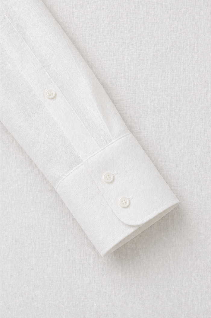 Ivory Cutaway Collar Standard Fit Single Cuff Linen Shirt