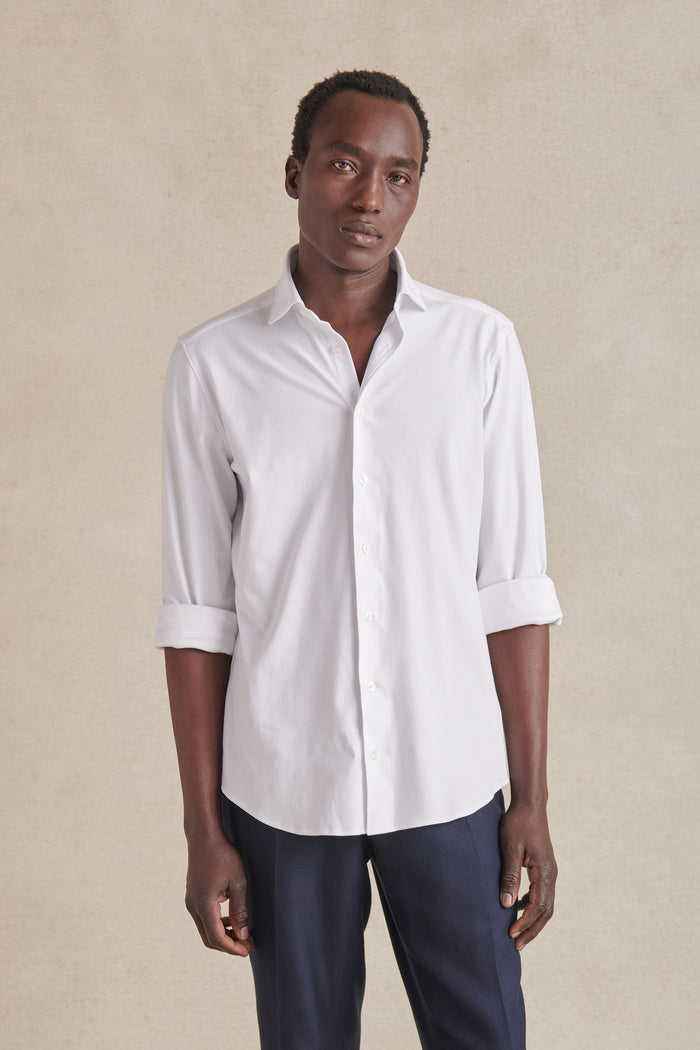 Ivory Cutaway Collar Tailored Fit Stretch Shirt