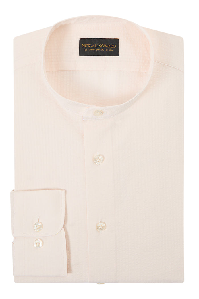 Ivory Seersucker Neckband Collar Standard Fit Shirt