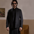 Jet Black Matte Front Open Waistcoat with IronEZ Kurta & Pyjama Set