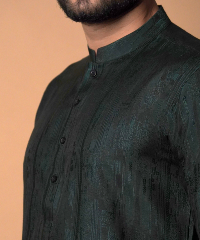 Jugnoo - Dark Green/Black cotton Jacquard