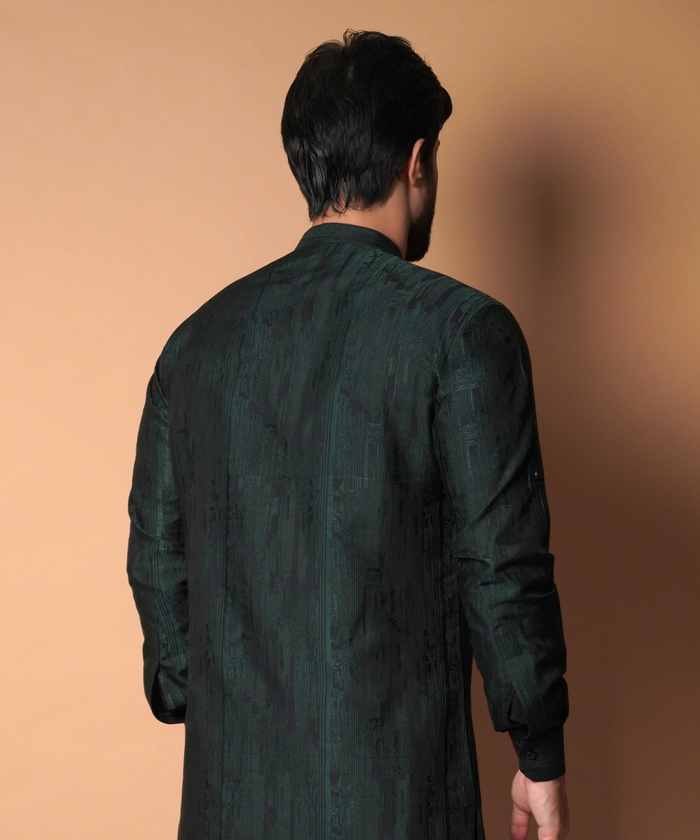 Jugnoo - Dark Green/Black cotton Jacquard