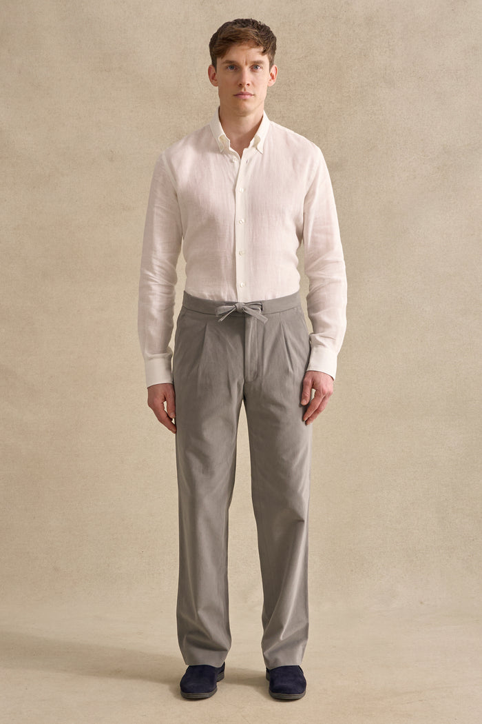 Khaki Cotton Drawstring Trousers