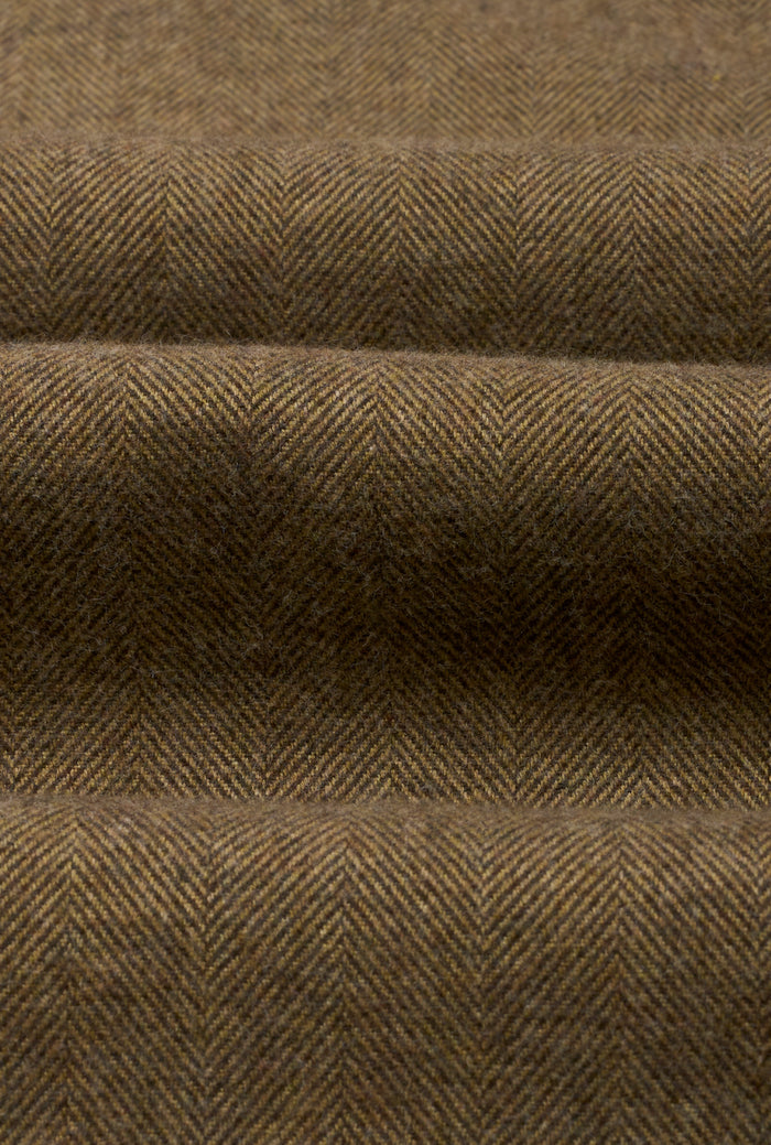 Khaki Herringbone Cutaway Collar Standard Fit Flannel Shirt