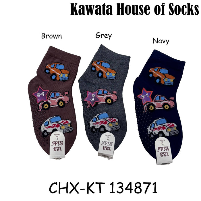 Kids Anti Slip Quarter Length Casual Socks - Cars