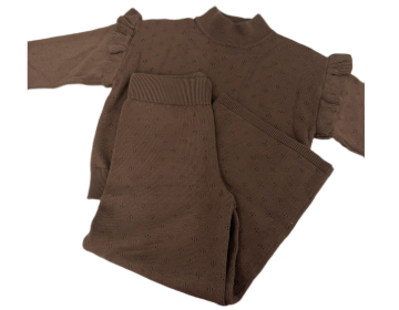 KIDS Turtleneck Pointelle Knit Sweater Set