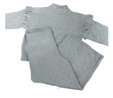 KIDS Turtleneck Pointelle Knit Sweater Set