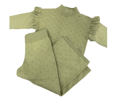 KIDS Turtleneck Pointelle Knit Sweater Set