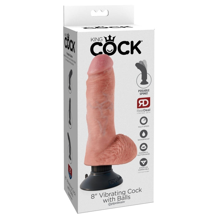 King Cock 8 In Cock W-balls Flesh Vibrating Intimates Adult Boutique