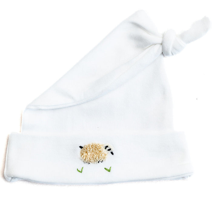 Knotted Baby Hat, Combed Cotton, Cream Sheep