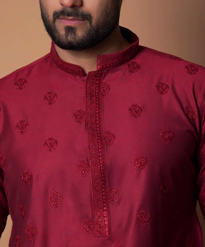 Kurta / Pants - Maroon Motif